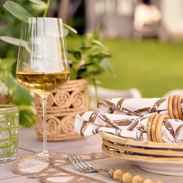New Pomegranate Inc Wrapped Bamboo Napkin Rings | Set of 4