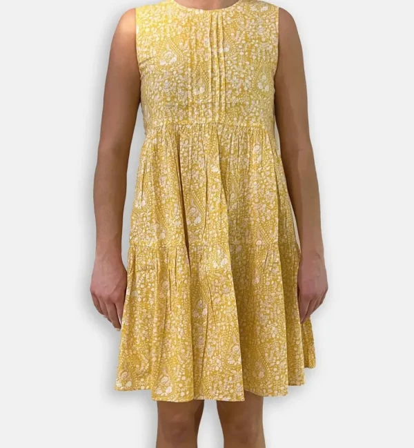 Hot Pomegranate Inc Yellow Paisley Layered Dress