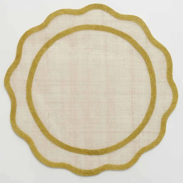 Fashion Pomegranate Inc Yellow Scallop Edge Woven Placemats | Set 4